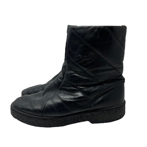 Silga Women's 9D Leather Lined Black Winter Boots Vintage Retro Zip Mid Calf - Picture 3 of 11